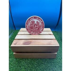 Copeland Spode Spode's Tower Pink Red Transferware Hot Plate -England -Vintage